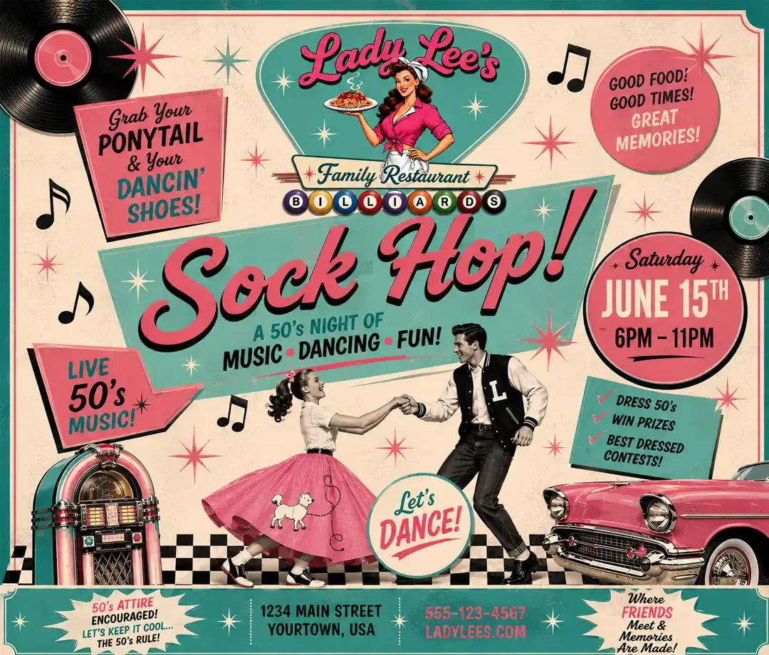 Friday Night Sock Hop event poster