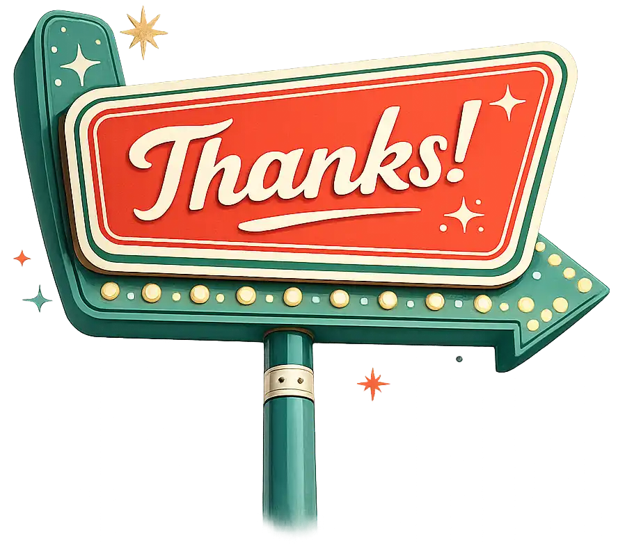 Retro neon Thanks! marquee sign